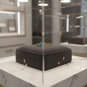 Minimalist Gold Open <b>Ring</b> with <b>Turquoise</b> Triangle Enamel Geometric Adjustable Modern Statement Jewelry - Product Image 2