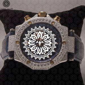 Charm Jewells Stainless Steel Diamond <b>Watch</b> Square Analog Dial Sapphire Crystal Luxury Fashion Men's Chronograph 43mm - Product Image 1