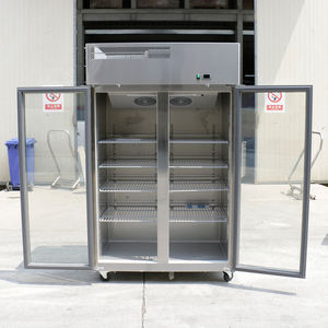 Réfrigérateur vertical à grande capacité en acier inoxydable numérique à double porte vitrée, prix d'usine, réfrigérateur commercial - Product Image 1