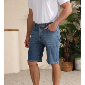 Nouveaux shorts en jean pour hommes, coupe droite, taille mi-haute, délavés clair, en coton respirant, tissés, décontractés pour l'été, OEM ODM - Product Image 6