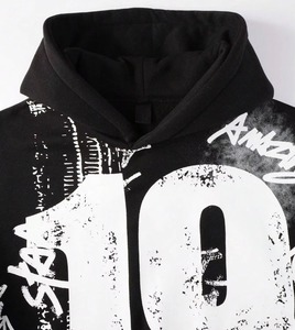 Sudadera con Capucha Estampada Hecha a Mano Estilo Vintage para Hombre, de Moda, Ajuste Oversize, Estilo Urbano, Mangas Largas hasta la Muñeca, Casual y a la Moda - Product Image 4