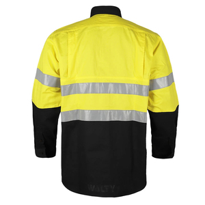 Chemise de travail haute visibilité pour homme, manches longues, couleurs contrastées jaune et noir, bandes réfléchissantes, tissu respirant - Product Image 2