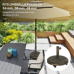 Base per Ombrellone da Patio Rotonda con Ruote in Resina da 46 Libbre, Supporto per Esterni per Pali da Ombrellone da 1.3”, 1.5”, 1.9” - Product Image 4