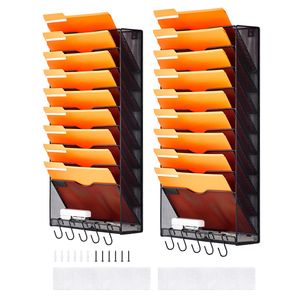 Organizzatore da Parete in Metallo a Due Pezzi con 10 Tasche in Rete per Archiviazione di Riviste, Posta, Carta e Documenti - Product Image 1