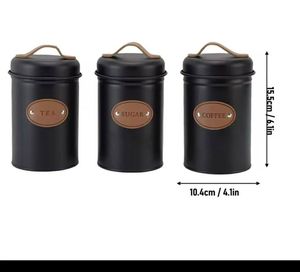 White Metal Coffee Canister With Lid And Handle Minimalist Design For <b>Kitchen</b> <b>Storage</b> - Product Image 3
