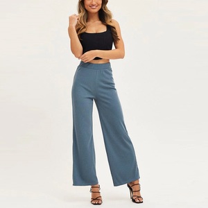 Pantalones de Moda para Mujer, Color Azul Claro, Corte Acampanado, Mezcla de Nailon y Spandex, con Costuras en la Cintura, para Campañas de Moda, Novedad 2026 - Product Image 3