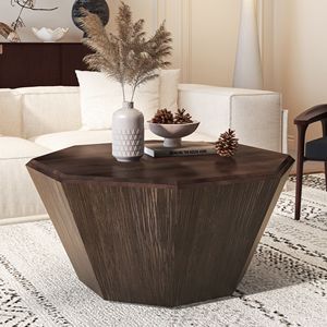 31.5 \ "tavolino ottagonale in legno di noce nero per soggiorno camera da letto - Product Image 3