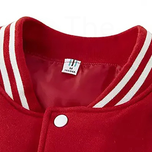 Red <b>White</b> Varsity <b>Jacket</b> <b>Men</b> Preppy Style Baseball College <b>Jacket</b> Solid Color Turn-down Collar Regular Fit Autumn Wear - Product Image 5
