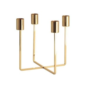 Unique Gold Candelabra for Taper Candles 4 Cup <b>Multi</b> Height Metal Candle Holder Elegant S Curve Table Centerpiece For LuxuryFeel - Product Image 3
