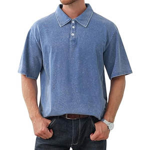 Camisetas Polo para Hombre, Manga Corta, Estilo Desgastado, Algodón Lavado, con Botones, Casuales, Verano, Color Sólido, Cómodas y Suaves - Product Image 4