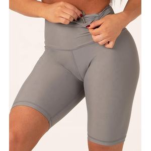 Personalizado de alta calidad caliente de verano esperar equipado con bolsillo de compresión tejer 20% spandex 80% poliéster yoga biker shorts mujeres - Product Image 1
