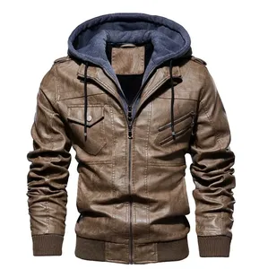 Chaqueta de Primavera de Cuero PU para Hombre, Tallas Grandes S-5XL, Cierre de Botón, Estilo Motociclista, Ecológica, Resistente al Viento, Servicio OEM - Product Image 2