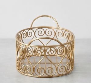 Elegant Oval Metal <b>Wire</b> <b>Storage</b> <b>Basket</b> With Handles Multi-Purpose Neatening Container Rustic Style Home Accent - Product Image 3