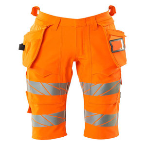 Orange Color Reflective <b>Cargo</b> Shorts Safety Summer <b>Working</b> Multi-Pockets Construction Worker Shorts For Men - Product Image 4