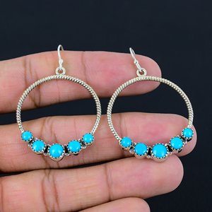 Nuevos Pendientes de Aro Bohemios Creativos y Lindos con Turquesa, Joyería Vintage de Bohemia Occidental para Mujeres y Niñas - Product Image 1