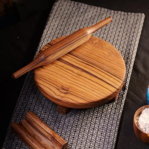 Premium Wooden Chakla Belan Set Handmade <b>Rolling</b> Board and <b>Rolling</b> <b>Pin</b> for Roti Chapati Paratha Pizza and Baking Kitchen Tool - Product Image 1