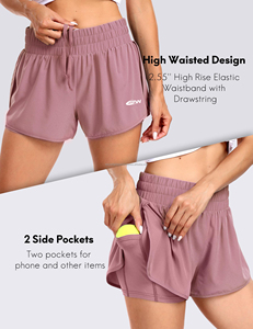Shorts Deportivos Personalizados de Cintura Alta, Ajustados, Ecológicos, Transpirables, de Spandex/Poliéster, Coloridos, para Entrenamiento, Gimnasio, Yoga, Running, para Mujer - Product Image 6