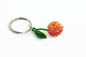 Peach Beaded <b>keychain</b> for women/ fruit accessory/ Small <b>keychain</b> - Product Image 2