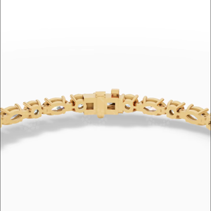 Luxury 18K Gold Marquise Lab Grown Diamond Tennis <b>Bracelet</b> 38 <b>Stones</b> | 7 Inch Contemporary Designer Fine Jewelry for Women | - Product Image 4