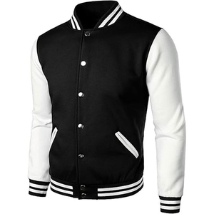 Vestes universitaires pour hommes en coton chenille personnalisables en gros pour l'hiver, style streetwear, noir et blanc - Product Image 5