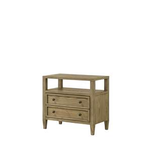 Comodino Rustico a 2 Cassetti con Ripiano Aperto, 1 Pezzo, Beige/Tan, Mobili per Camera da Letto in Legno Naturale - Product Image 2