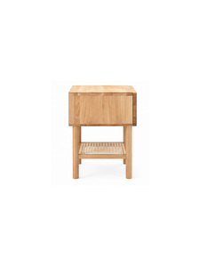 Table d'appoint minimaliste en bois massif avec étagère tressée, meuble de rangement moderne pour salon, mobilier de chambre à coucher - Product Image 4