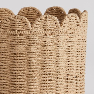 Panier rond en jonc de mer avec bordure en forme de coquille, panier de rangement fait main, vente en gros, écologique, fabriqué au Vietnam - Product Image 2