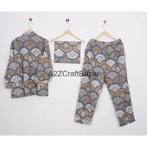 Pijamas de Manga Larga 100% Algodón para Mujer, Estampado Floral, Cintura Elástica, Suaves, Transpirables, de Secado Rápido, Conjunto de Pijama para Verano - Product Image 4