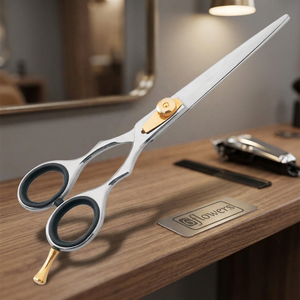 Ciseaux de coiffure en acier inoxydable 440C, lame tranchante, pour droitiers, manche long, poignée en caoutchouc, usage professionnel en salon - Product Image 2