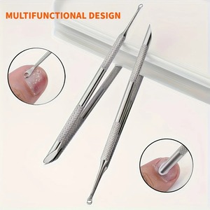 Bafa - Empujador de Cutículas Multifuncional de Doble Punta Cuadrado de Acero Inoxidable, Color Beige Claro, Herramienta Portátil para el Cuidado de las Uñas y Manicura - Product Image 5