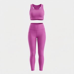 Conjunto de Yoga para Mujer, Leggings de Cintura Media, Sujetador Deportivo, Color Personalizado, Ropa Deportiva Activa para Gimnasio, Entrenamiento, Ropa Atlética Elástica - Product Image 1