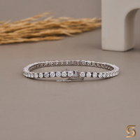 Bracelet tennis en or massif 10K de qualité supérieure avec diamants de laboratoire de 3 mm, 5,55 carats, taille ronde EF VS, bijoux en diamants de taille ronde en provenance d'Inde