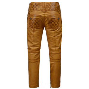 Men's Brown PU Coated <b>Cargo</b> <b>Pants</b> Straight Fit Multiple Pockets High Waist Moto Biker Style Autumn Wear - Product Image 2
