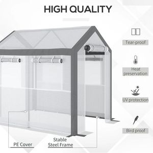 Serra da Esterno 8 L X 6 L X 7 A con Finestre Avvolgibili, 2 Porte con Cerniera e Copertura Antipioggia per Giardini - Product Image 4
