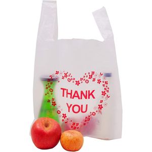 Sacchetti in plastica per la spesa con manici, ideali per supermercati e negozi, con scritta 'Thank You', 12 pollici. - Product Image 4