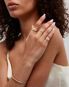 Diamond Initial Signet <b>Ring</b> Pave Personalised Engraved Letter Pinky Finger Statement <b>Ring</b> <b>Name</b> Wholesale 10k 14k 18k Solid Gold - Product Image 2