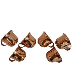 Juego de 6 tazas redondas de cobre hechas a mano con textura martillada, de moda, para bebidas en el hogar. - Product Image 1