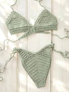 Traje de baño de punto, conjunto de bikini de ganchillo, 100% algodón. - Product Image 2