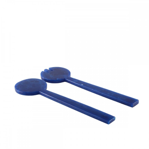 Ensemble de cuillères et fourchettes à salade en résine marbrée bleue, écologiques, compatibles lave-vaisselle, deux pièces, ustensiles de service FAIZA CRAFT - Product Image 2