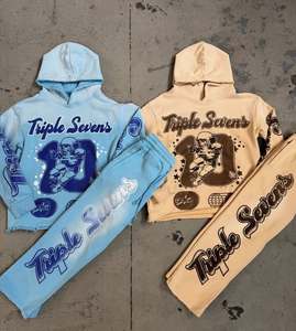 Athletic Fashion Winter Casual Heavyweight Breathable Acid Wash Solid Eco-Friendly Reversible Track Suit Custom Logo Private - Product Image 1