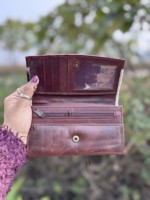 Dompet Kulit Sapi Gaya Barat, Tas Selempang, Tempat Ponsel, Dompet Kulit Berbulu Cokelat, Dompet Kulit Bergaya, Hadiah untuk Wanita