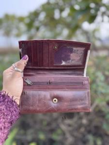 Western Style Cowhide Leather Clutch Purse <b>Phone</b> Case Wallet Brown Stylish Hair on Hide Fur Leather Wallet Gift Women's - Product Image 4