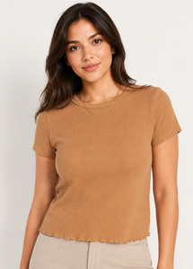 Camiseta de Punto Waffle para Bebé con Logotipo Personalizado |   Top Corto Ajustado de Manga Corta con Estampado de Canalé para Mujer, Estilo Y2K |   Camiseta de Algodón al por Mayor OEM - Product Image 4