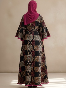 Abaya longue en coton faite à la main de haute qualité, à manches longues, col évasé, coupe ample, respirante, pour tenue décontractée ou de fête, multi-usages, vente en gros - Product Image 5