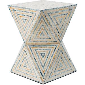 Geometric Triangle Hourglass Accent <b>Stools</b> Mother of Pearl Handcrafted Mosaic Small Side Table For Living Room <b>Bedroom</b> Decor - Product Image 4