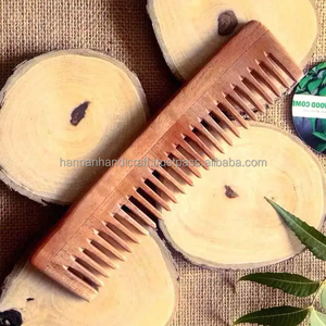 Premium Eco-Friendly Handmade <b>Wooden</b> Sandalwood <b>Comb</b> for Women with Anti-Static Peach Design - Product Image 4