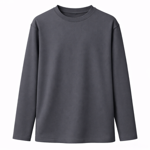 Camiseta de Manga Larga para Hombre, Cuello Redondo, 100% Algodón, Sólida, Casual, Holgada, Tejida, Transpirable, con Logotipo Personalizado OEM - Product Image 6