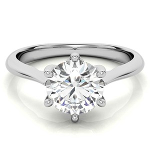 Anillo de compromiso de oro blanco de 18 quilates con moissanita incolora de 1.3 quilates, corte brillante redondo, para ella. - Product Image 2