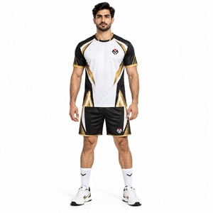 Material cómodo adecuado para entrenamiento en equipo, kits de balonmano, camiseta deportiva ligera, pantalones cortos a juego, transpirables - Product Image 1