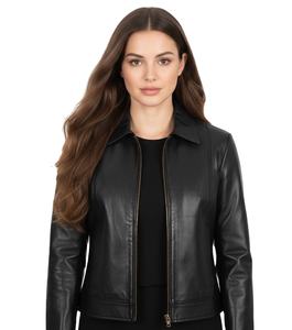 Veste en cuir véritable noire unisexe sur mesure, en peau de vache, coupe ajustée, fermeture éclair, haute qualité, décontractée, pour affaires, vente en gros OEM - Product Image 1